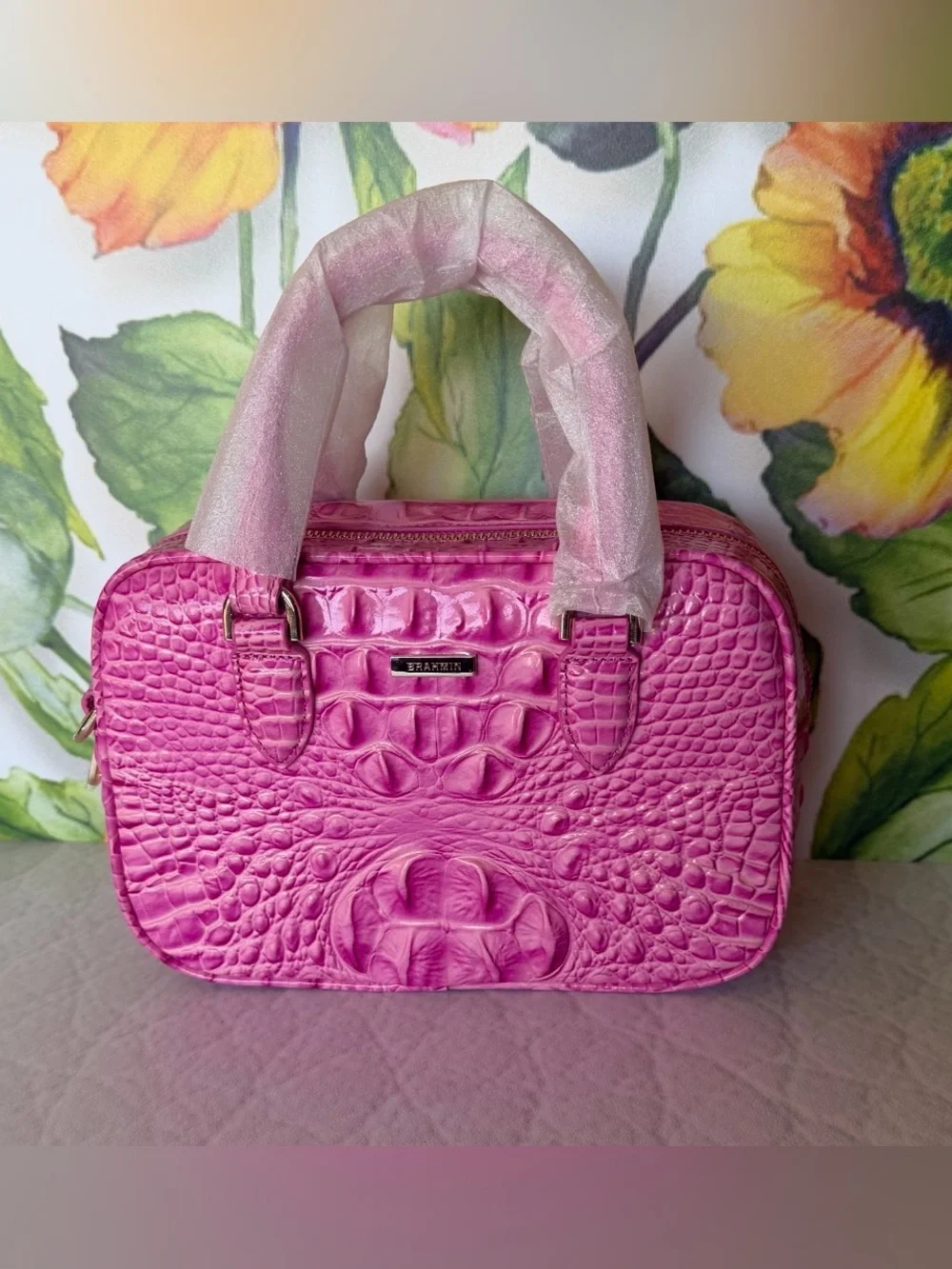 Brahmin Mara Candy Pink Satchel Pretty Eye Placement NWT